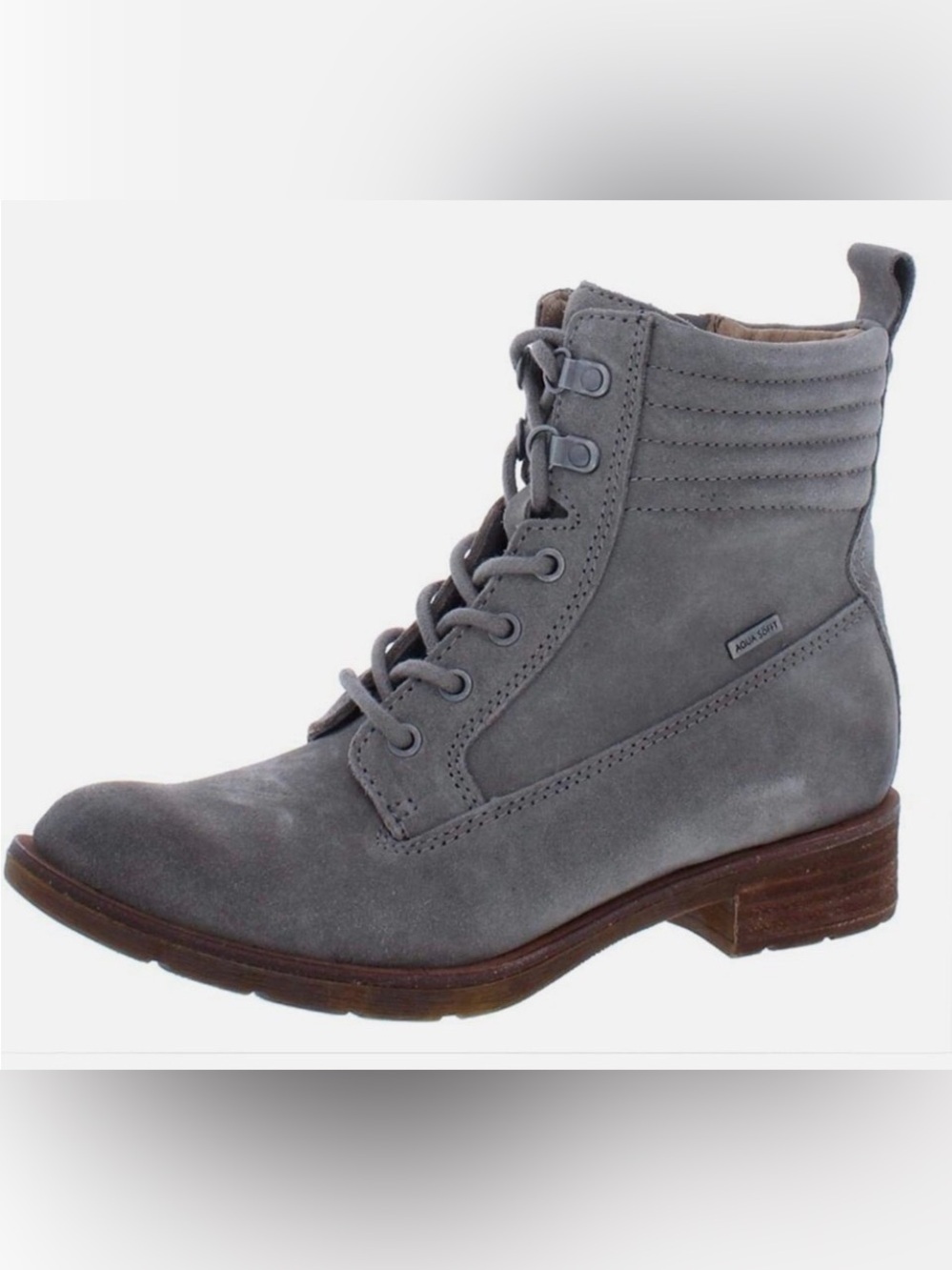 Sofft Baxter Gray Lace Up Ankle Boots with Quilted Detailing Leather Women SZ 7